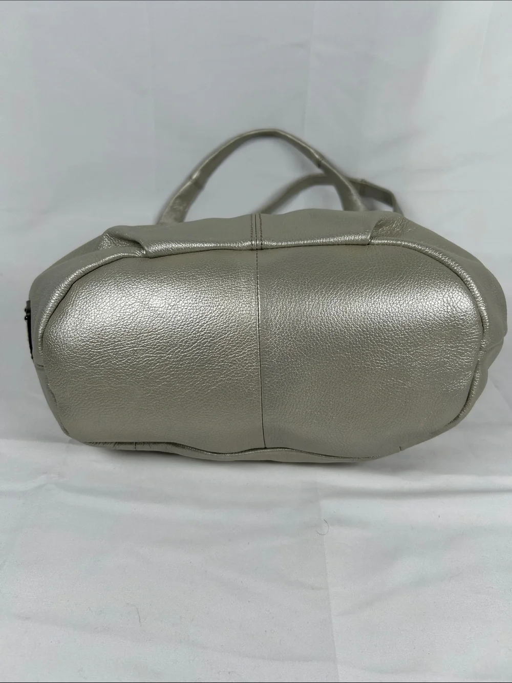 Tignanello Leather Metallic Silver Hobo Bag with Matching Wallet And Keyring